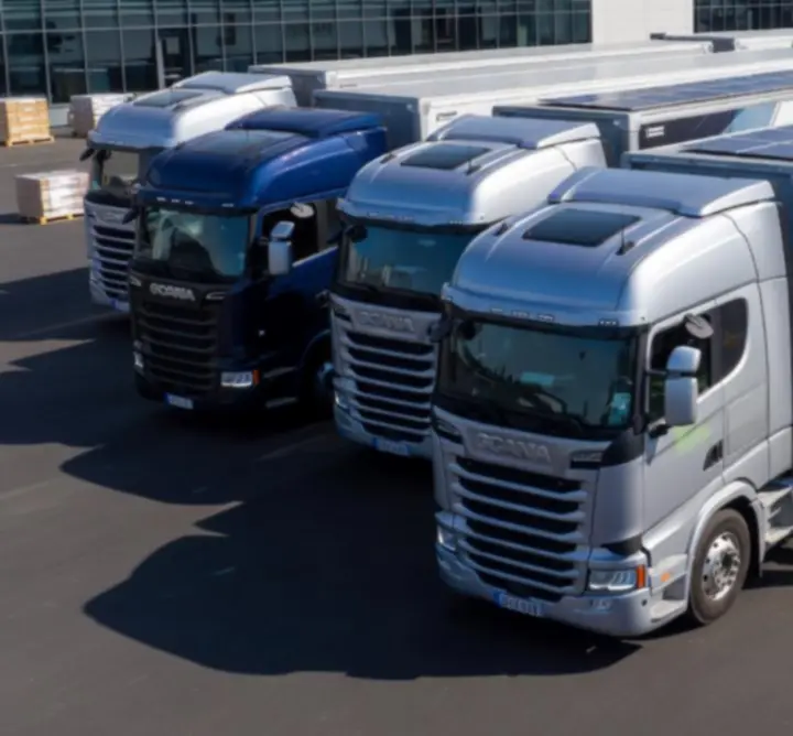 Advanced PIP’S TRANSPORT LTD truck fleet positioned in a logistics yard