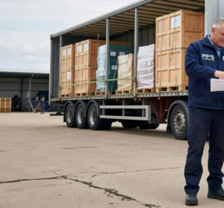 PIP’S TRANSPORT LTD driver talking with a client and dispatch coordinator