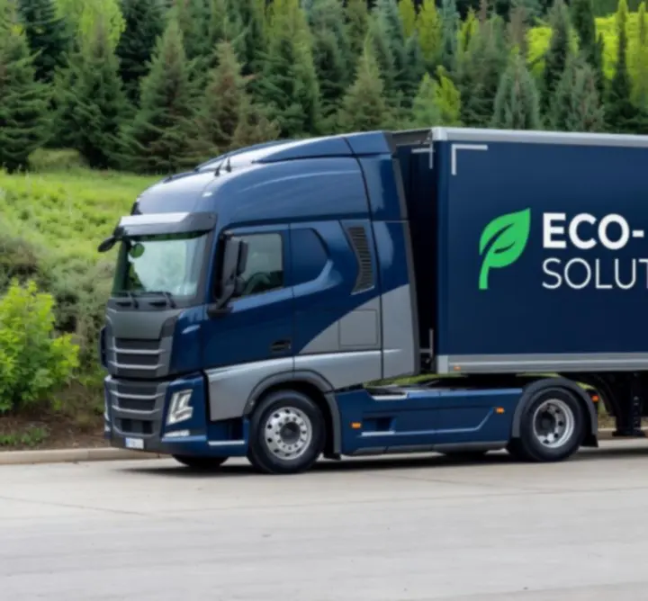 Eco-friendly PIP’S TRANSPORT LTD truck driving with a focus on reduced emissions