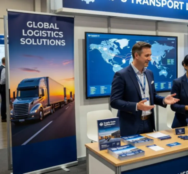 Logistics professionals networking at a UK transport industry conference