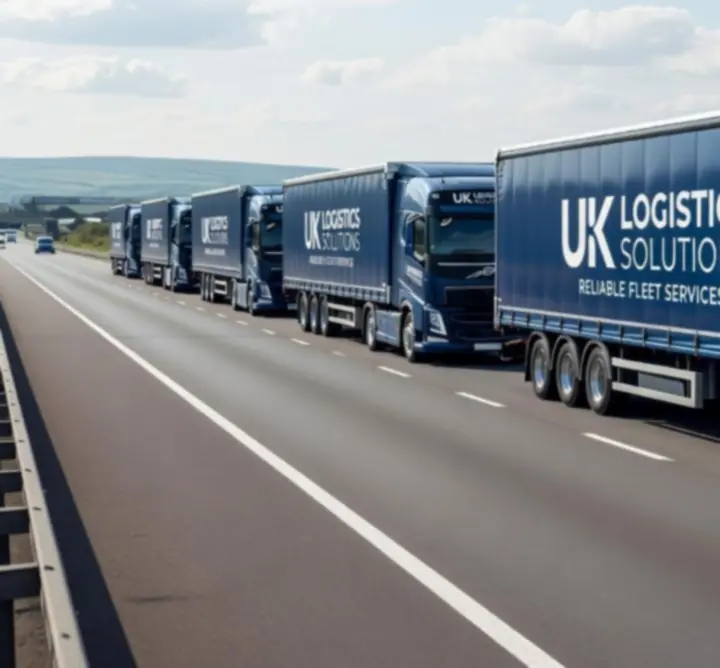 Modern freight trucks from PIP’S TRANSPORT LTD travelling along a UK motorway