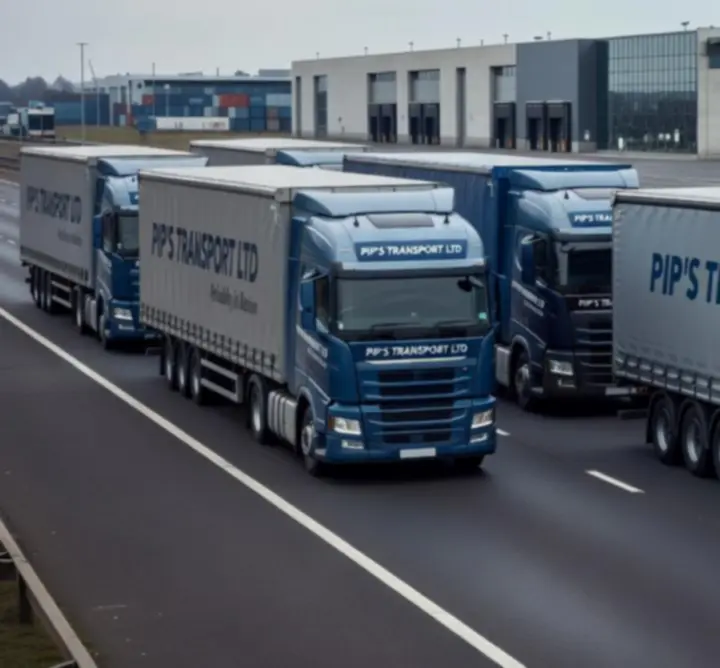 Modern PIP’S TRANSPORT LTD vehicles in operation on a UK road